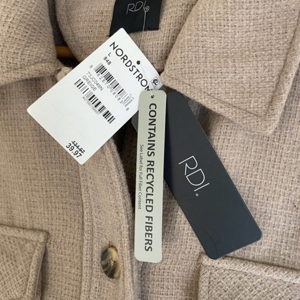 RDI Shirt Jacket Shacket Heavy Textured Knit Size Large Button Up Long Sleeve - Picture 7 of 7